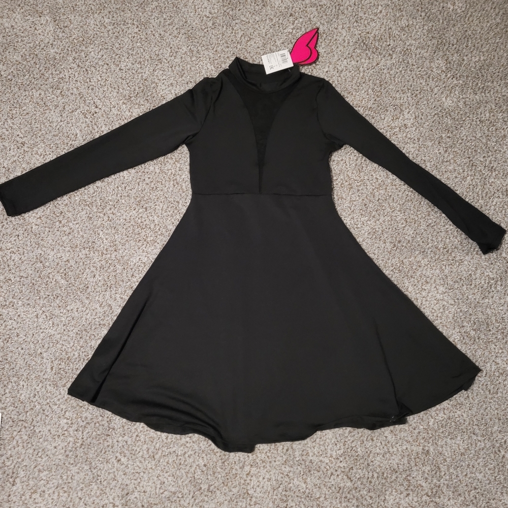 Black Mesh Panel Dress